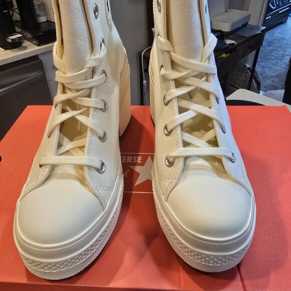 Converse Chuck 70 De Luxe Heel Shoe White Chunky Platform Women 8 A05348C New - Picture 9 of 11